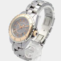 مملوكة مسبقًا Chanel  J12 H4197 Quartz Grey 18k Rose Gold Ceramic Women's Wristwatch 34 mm