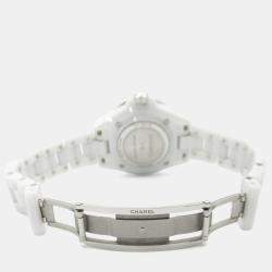 Pre Owned Chanel J12 H7419 Quartz White Ceramic Women's Wristwatch 33.5 mm