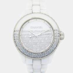 Pre Owned Chanel J12 H7419 Quartz White Ceramic Women's Wristwatch 33.5 mm