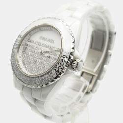 Pre Owned Chanel J12 H7419 Quartz White Ceramic Women's Wristwatch 33.5 mm