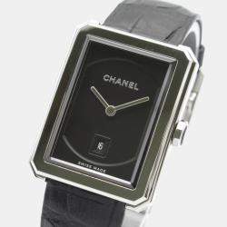 Pre Owned Chanel Boy-Friend H6585 Quartz Black Stainless Steel Women's Wristwatch 27 mm
