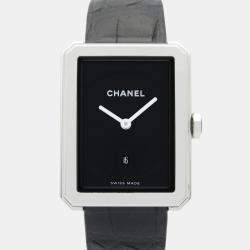 Pre Owned Chanel Boy-Friend H6585 Quartz Black Stainless Steel Women's Wristwatch 27 mm