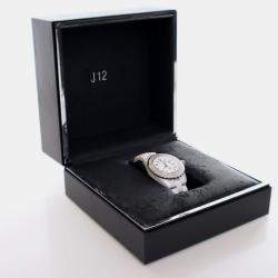 مملوكة مسبقًا ساعة يد نسائية شانيل J12 كوارتز بيضاء سيراميك ستانلس ستيل 33 مم