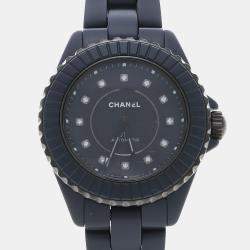 مملوكة مسبقًا ساعة يد نسائية شانيل J12 H9657 أوتوماتيكية سيراميك زرقاء بألماس 33 مم
