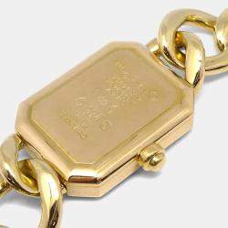 Pre Owned Chanel Premiere Quartz Black Stainless Steel 18K Yellow Gold Diamond Women's Wristwatch 20 mm