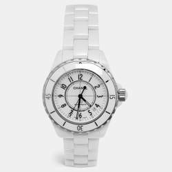 Pre Owned Chanel J12 H0970 White Dial Ceramic and Stainless Steel Women's Wristwatch 38 mm