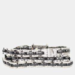 مملوكة مسبقًا Chanel Black Quartz Ceramic, Stainless Steel Diamond Premiere Mini Triple Bracelet Wrist Watch