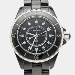 Pre Owned ساعة يد نسائية شانيل J12 H1625 ستانلس ستيل ماس أسود سيراميك 33 مم