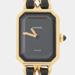 Pre Owned Chanel Premiere H0001 Black Yellow Gold Plated, Stainless Steel Quartz Women's Watches 20x26mm