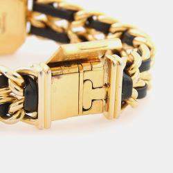 Pre Owned Chanel Premiere H0001 Black Yellow Gold Plated, Stainless Steel Quartz Women's Wristwatch 20x26 mm