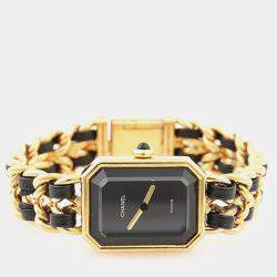 Pre Owned Chanel Premiere H0001 Black Yellow Gold Plated, Stainless Steel Quartz Women's Wristwatch 20x26 mm