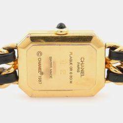 Pre Owned Chanel Premiere H0001 Black Yellow Gold Plated, Stainless Steel Quartz Women's Wristwatch 20x26 mm