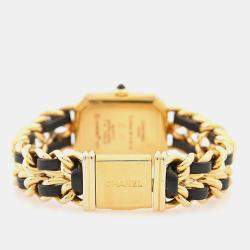 Pre Owned Chanel Premiere H0001 Black Yellow Gold Plated, Stainless Steel Quartz Women's Wristwatch 20x26 mm
