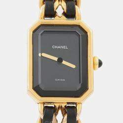 Pre Owned Chanel Premiere H0001 Black Yellow Gold Plated, Stainless Steel Quartz Women's Wristwatch 20x26 mm