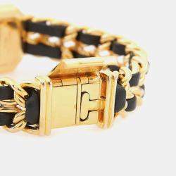 Pre Owned Chanel Premiere H0001 Black 18K Yellow Gold Plated, Stainless Steel Quartz Women's Watch 20 mm x26 mm 