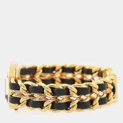 Pre Owned Chanel Premiere H0001 Black 18K Yellow Gold Plated, Stainless Steel Quartz Women's Watches 20x26mm