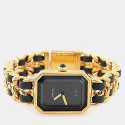 Pre Owned Chanel Premiere H0001 Black 18K Yellow Gold Plated, Stainless Steel Quartz Women's Watches 20x26mm