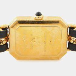 Pre Owned Chanel Premiere H0001 Black 18K Yellow Gold Plated, Stainless Steel Quartz Women's Watches 20x26mm