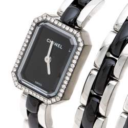 Pre Owned Chanel Black Ceramic Stainless Steel Diamond Premiere Women's Wristwatch 15 mm