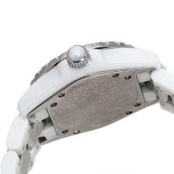 Pre Owned Chanel White Ceramic Diamond J12 Women's Wristwatch 34 mm