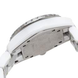 Pre Owned Chanel White Ceramic Diamond J12 Women's Wristwatch 34 mm