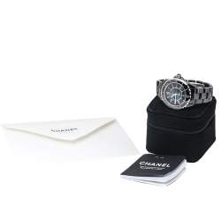 Chanel Black Ceramic Stainless Steel J12 Women's Wristwatch 39 mm