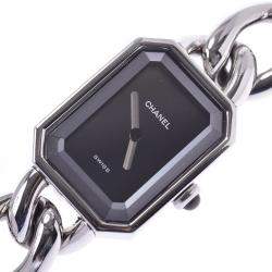 Pre Owned Chanel Black Stainless Steel Premiere Quartz Women's Wristwatch 20 MM