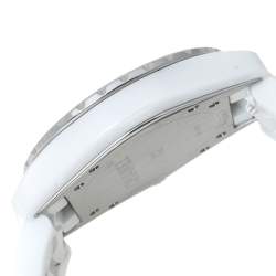 Chanel White Ceramic Stainless Steel Diamond J12 Women's Wristwatch 39 mm
