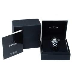 Pre Owned Chanel Black Ceramic Stainless Steel Diamond Ceramic J12 H1757 Unisex Wristwatch 38 mm