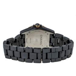 Pre Owned Chanel Black Gold Tone Black Ceramic Stainless Steel J12 H3838 Women's Wristwatch 36 mm