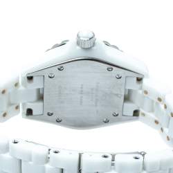 Chanel White Ceramic & Stainless Steel Diamonds J12 Women's Wristwatch 33 mm