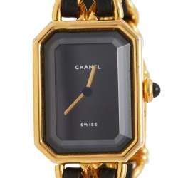 Chanel Black Gold Plated Stainless Steel Premiere H0001 Women's Wristwatch 20 mm