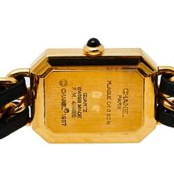 Pre Owned Chanel Black Gold Plated Stainless Steel Premiere H0001 Women's Wristwatch 20 mm