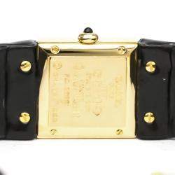Pre Owned Chanel Black 18K Yellow Gold Matelassé H0111 Quartz Women's Wristwatch 19 MM