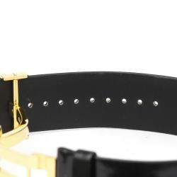 Pre Owned Chanel Black 18K Yellow Gold Matelassé H0111 Quartz Women's Wristwatch 19 MM