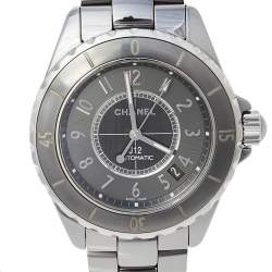 Pre Owned Chanel Grey Titanium & Ceramic J12 H2979 Automatic Women's Wristwatch 38 mm
