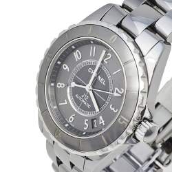 Pre Owned Chanel Grey Titanium & Ceramic J12 H2979 Automatic Women's Wristwatch 38 mm