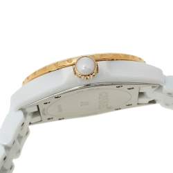 Pre Owned Chanel White 18K Yellow Gold & Ceramic J12 H2181 Women's Wristwatch 39 mm