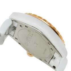 Pre Owned Chanel White 18K Yellow Gold & Ceramic J12 H2181 Women's Wristwatch 39 mm