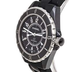 Pre Owned Chanel Black Ceramic Rubber J12 Women's Wristwatch 38 mm