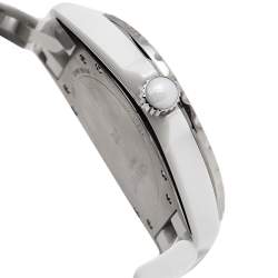 Pre Owned Chanel White Ceramic Diamonds Pink Sapphire J12 H3243 Women's Wristwatch 42 mm