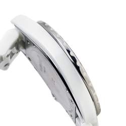 Pre Owned Chanel White Ceramic Diamonds Pink Sapphire J12 H3243 Women's Wristwatch 42 mm