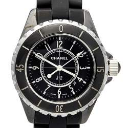 Pre Owned Chanel Black Ceramic Rubber J12 H0681 Women's Wristwatch 33 mm