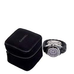Pre Owned Chanel Black Ceramic Rubber J12 H0681 Women's Wristwatch 33 mm