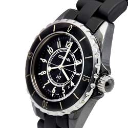 Pre Owned Chanel Black Ceramic Rubber J12 H0681 Women's Wristwatch 33 mm