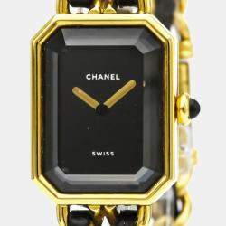 Pre Owned Chanel Black Gold Plated Stainless Steel Premiere Quartz H0001 Women's Wristwatch 20 MM