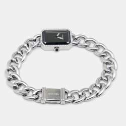 Pre Owned Chanel Black Stainless Steel and Diamond Premiere Chaine H3254 Women's Wristwatch 20 mm