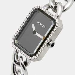 Pre Owned Chanel Black Stainless Steel and Diamond Premiere Chaine H3254 Women's Wristwatch 20 mm
