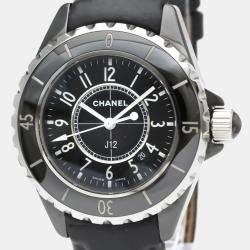 مملوكة مسبقًا Chanel Black Ceramic And Stainless Steel J12 H0680 Quartz Women's Wristwatch 33 mm