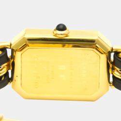 Pre Owned Chanel Black Gold Plated Stainless Steel Premiere H0001 Quartz Women's Wristwatch 20 mm